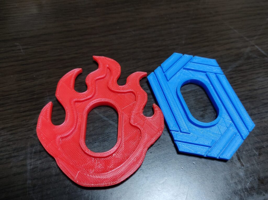 3Dプリンターで印刷した炎柱と水柱のつば